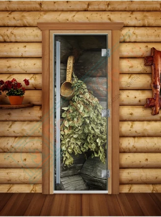 Стеклянная дверь для бани и сауны Престиж фотопечать А003 (DoorWood)