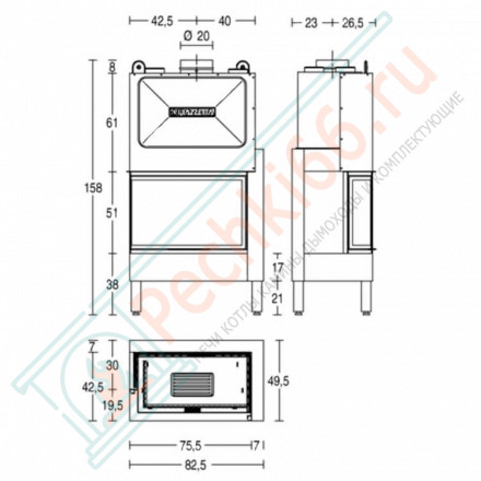 Стальная топка HT 810 SX (Piazzetta) 11,5 кВт