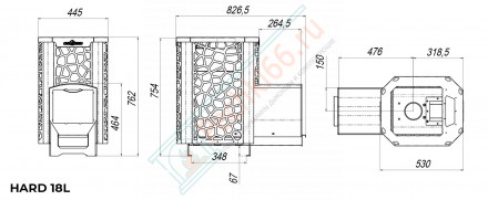 Печь для бани Hard 20L Хохлома Панорама (Сталь-Мастер)