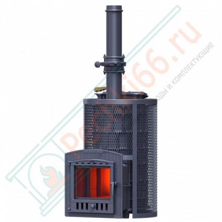 Чугунная печь для бани AVANGARD ЗК 40 (П2) Ураган в круглой сетке (ТехноЛит)