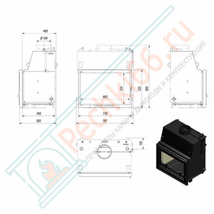 Стальная топка OLIWIA/PW/17/W/DECO (Kratki)
