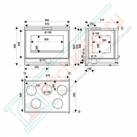 Каминная топка Neo 67 VL1 D (Supra) 8 кВт