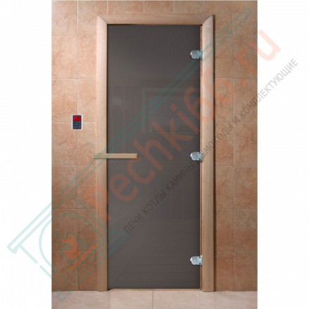 Стеклянная дверь для бани "Сумерки" графит 2000х800 (DoorWood)