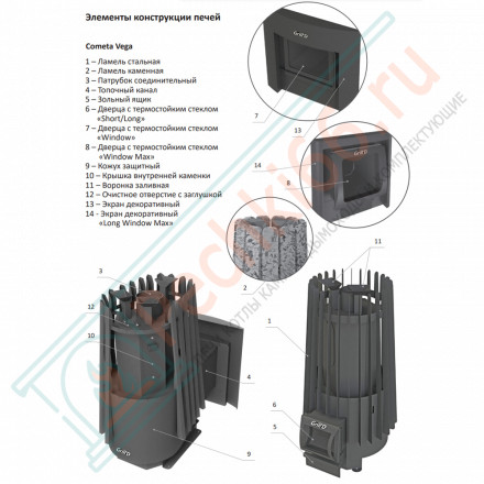 Банная печь Cometa 180 Vega Short, Stone (Grill’D)
