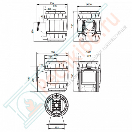Чугунная банная печь Вариата Cast ДА Баррель палисандр (T.M.F)