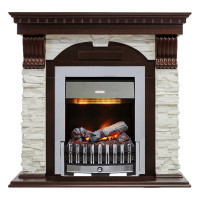 Электрокаминокомплект Dublin - Темный дуб / Сланец белый с очагом Danville Chrome FB2