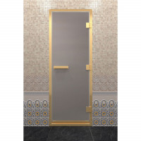 Стеклянная дверь для хамама в золотом профиле, сатин 200х90 (по коробке) (DoorWood)