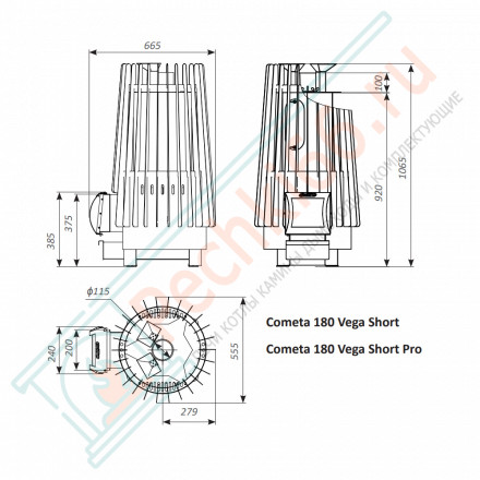Печь для бани Cometa 180 Vega Short Pro (Grill’D)