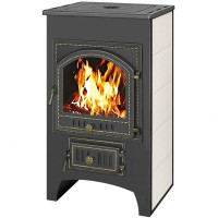 Печь-камин ПК-01-205, с плитой, бежевый (Везувий)