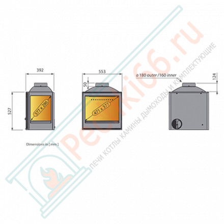 Чугунная топка LCI 5 GFR, стекло справа (Liseo Castiron) 14 кВт