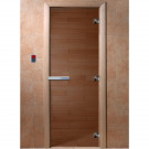 Дверь стеклянная для бани, бронза прозрачная, 1800х800 (DoorWood)