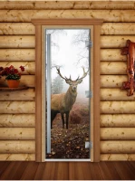 Стеклянная дверь для бани и сауны Престиж фотопечать А080 (DoorWood)