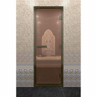 Стеклянная дверь DoorWood «Хамам бронза» в бронзовом профиле 2000х700 (по коробке)