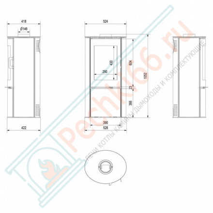 Печь-камин KOZA/AB/S/DR/KAFEL, черный (Kratki)