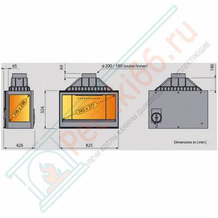 Чугунная топка LCI 9 GFLR, два боковых стекла (Liseo Castiron) 18 кВт