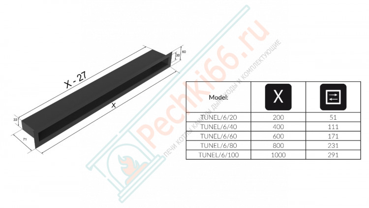 Каминная решётка белая Tunel/6/100/B (Kratki)