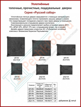 Дверка топочная ДТУ-4Рс "Русский собор" уплотненная, окрашенная (Рубцовск-Литком)