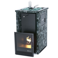 Печь для бани Сочи-M2 в трёхстороннем кожухе с открытым верхом из пироксенита (ИзиСтим)