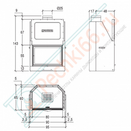 Стальная топка MA 261 SL (Piazzetta) 13,5 кВт