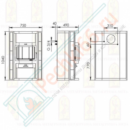 Печь-камин Печора Аква (Мета-Бел)