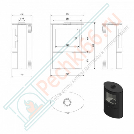 Печь-камин KOZA AB/S/2 (Kratki)