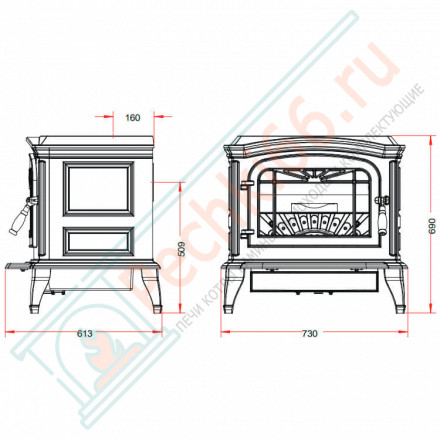 Печь-камин BRADFORD красная эмаль (INVICTA)