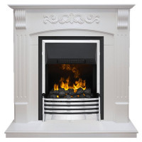 Электрический каминокомплект Sorrento угловой - Белый дуб с очагом Flagstaff