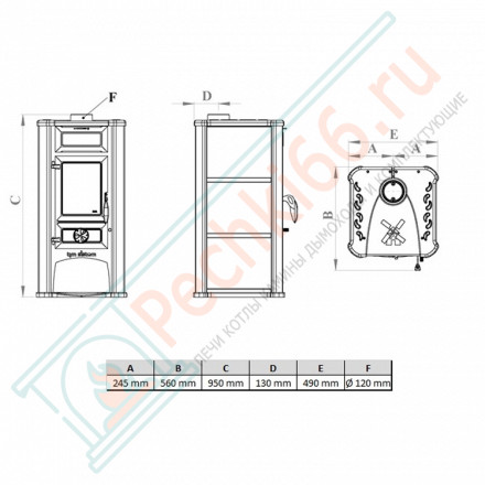 Печь-камин Lederata красная (Tim Sistem)