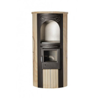 Печь-камин Лада в облицовке Ламель - Окаменевшее дерево (Ферингер) до 150 м3