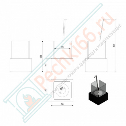 Биокамин TANGO 2, белый (Kratki)