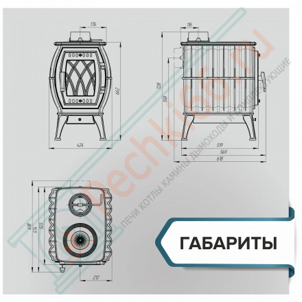 Чугунная печь Бахта, черная (ProMetall)