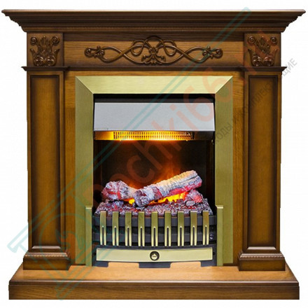 Электрический каминокомплект Verona - Дуб антик с очагом Danville Antique Brass FB2 (Dimplex)