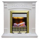 Электрический каминокомплект Sorrento угловой - Белый дуб с очагом Danville Antique Brass FB2 Электрический каминокомплект Sorrento угловой - Белый дуб с очагом Danville Antique Brass FB2