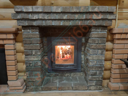 Печь банная Атмосфера L, в ламелях "Окаменевшее дерево" наборные (ProMetall)