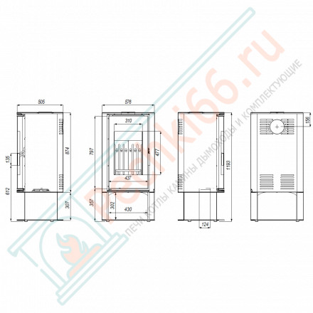 Печь-камин Orbis Log, красная сталь (Defro-Home) 9кВт