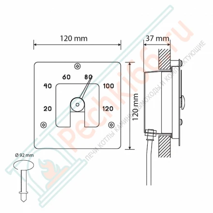 Гигрометр для сауны Cariitti SQ белый, требуется 1 оптоволокно D=2-4 мм