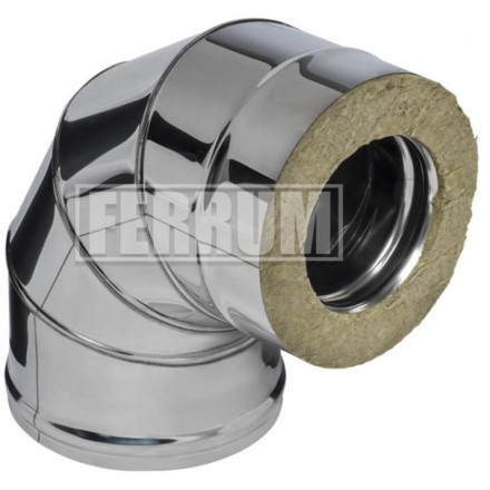 Сэндвич колено 90° (НЕРЖ-430/0,8-НЕРЖ-430/0,5) d-200/280 (Ferrum HF)