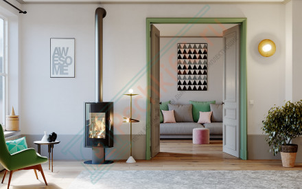 Печь-камин Orbis Top, белая сталь (Defro-Home) 9кВт