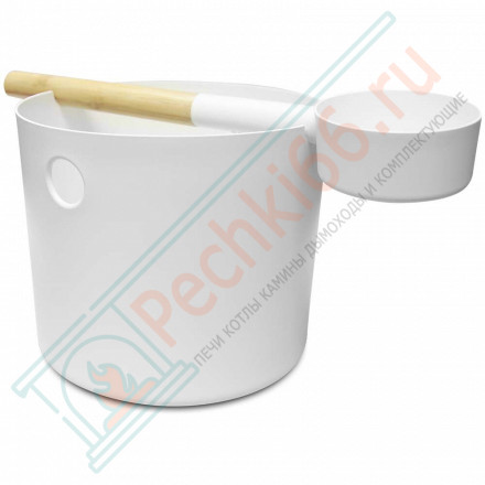 Бадья и черпак Sauna, белый (Kolo)