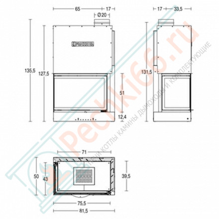 Стальная топка MA 285 SL SX (Piazzetta) 12,5 кВт