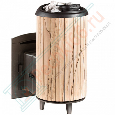Печь для бани Атмосфера XL+, усиленная каменка, ламели "Окаменевшее дерево" (ProMetall)