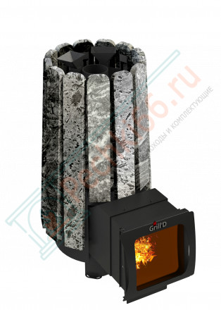 Дровяная банная печь Grill'D Cometa 180 Vega Long Window Max, Stone (Серпентинит)