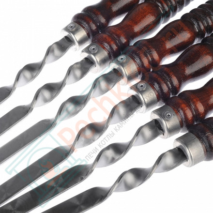 Набор шампуров в чехле L=50 см с деревянной ручкой, + таганок, 6 шт