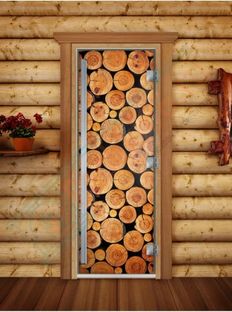 Стеклянная дверь для бани и сауны Престиж фотопечать А043 (DoorWood)