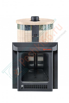 Дровяная банная печь Ферингер Малютка ПФ "Окаменевшее дерево перенесённый рисунок+Жадеит" до 18 м³