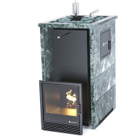 Печь для бани Геленджик-М2 в трёхстороннем кожухе с открытым верхом из змеевика (ИзиСтим)