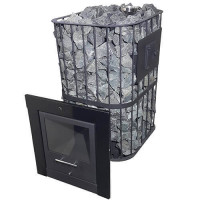 Чугунная печь для бани Торнадо 20М2 П Гейзер, с Т/О и стеклом (Компакт) до 20 м³