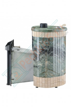 Дровяная банная печь Ферингер Малютка "Жадеит перенесённый рисунок + Окаменевшее дерево" до 18 м³