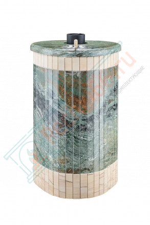 Дровяная банная печь Ферингер Малютка "Жадеит перенесённый рисунок + Окаменевшее дерево" до 18 м³