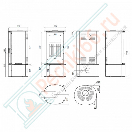 Печь-камин Orbis, черная сталь (Defro-Home) 9кВт